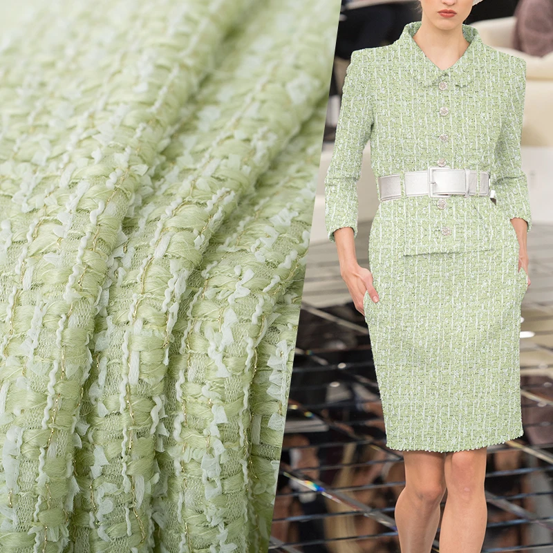 Sewing Tweed - Redraspberry Italy Light Green Tweed Fabric