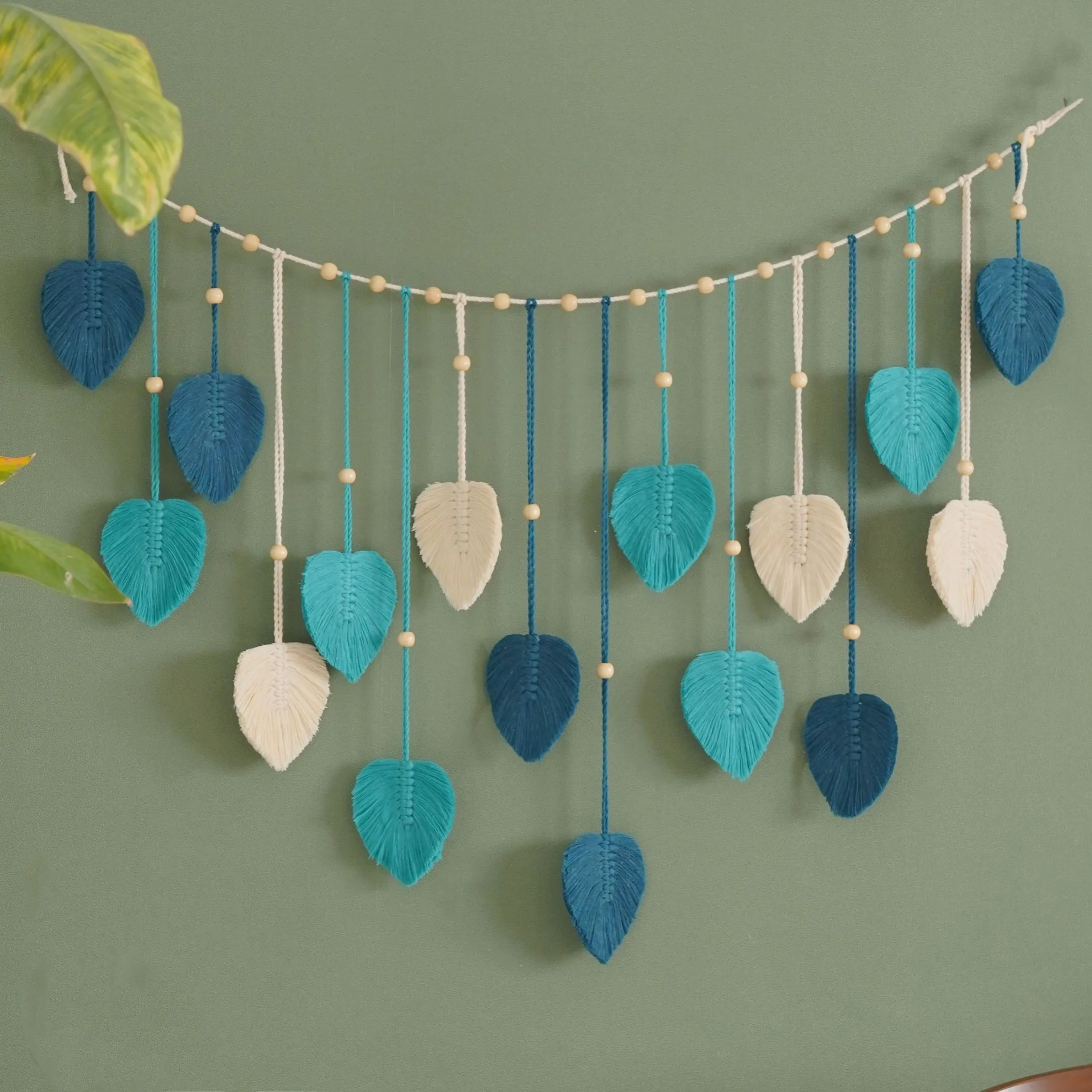 Century Textile & Sewing Supply Online Shopping - 1 Pc Green Leaves Garland, Macrame