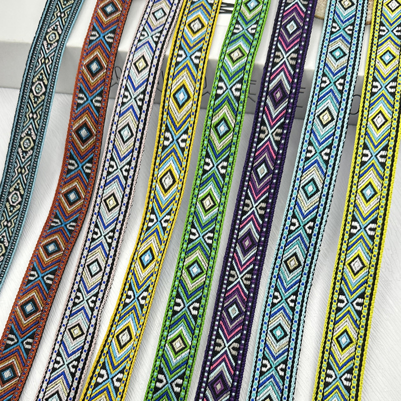 Vintage Sewing Textile - 50 Yards 18-20mm Vintage Jacquard Ribbon