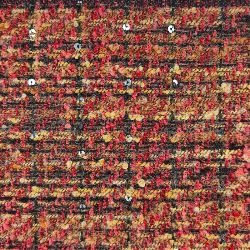 Sewing Tweed - Red and Black Lattice Yarn-Dyed Braided