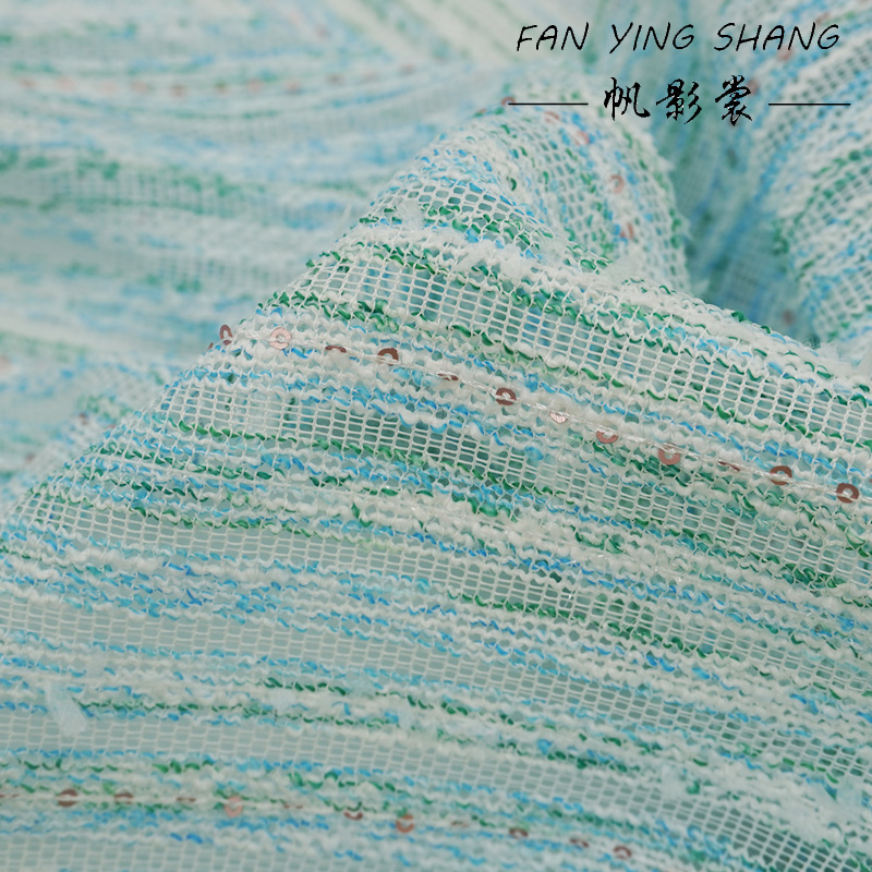Green Sky Blue White Sequin Tw - Sewing Tweed のレビューと価格