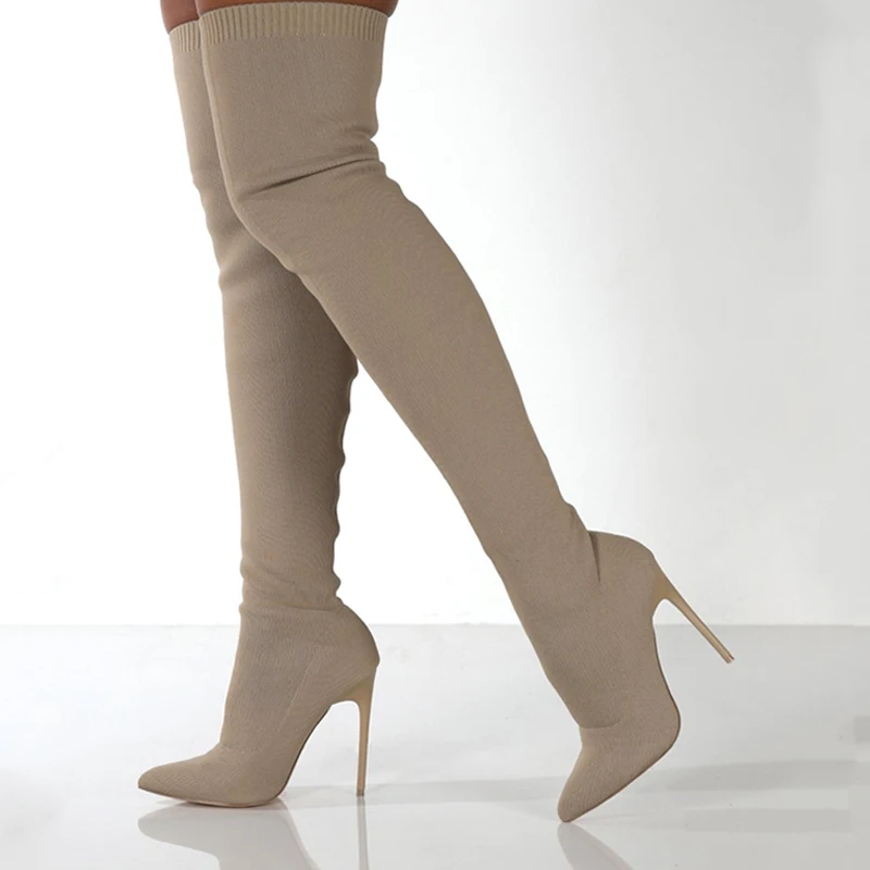 Women Autumn Over The Knee Boo - Sewing Knit のレビューと価格