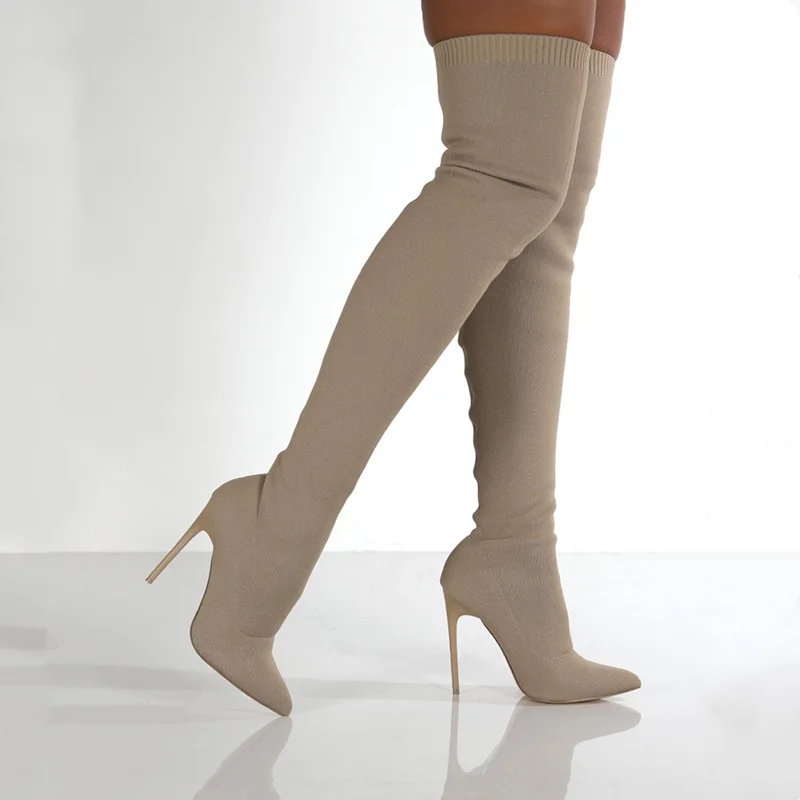 Women Autumn Over The Knee Boo - Sewing Knit のレビューと価格