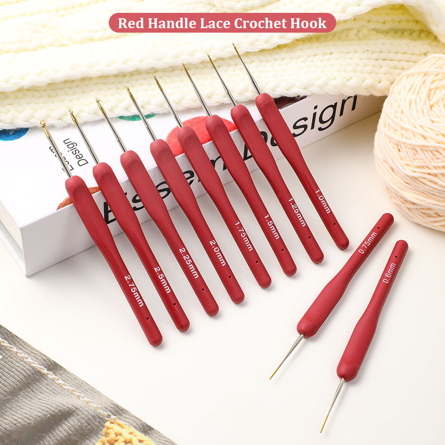 10pcs Red Crochet Set Kit Sili - Sewing Necessities のレビューと価格