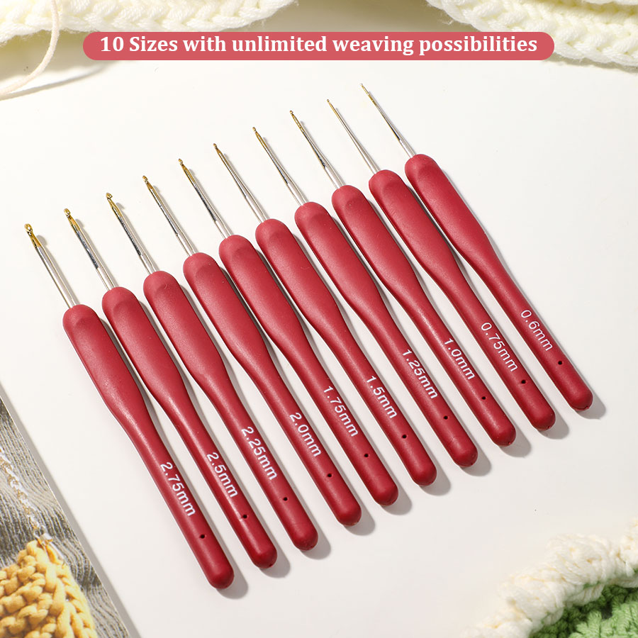 10pcs Red Crochet Set Kit Sili - Sewing Necessities のレビューと価格