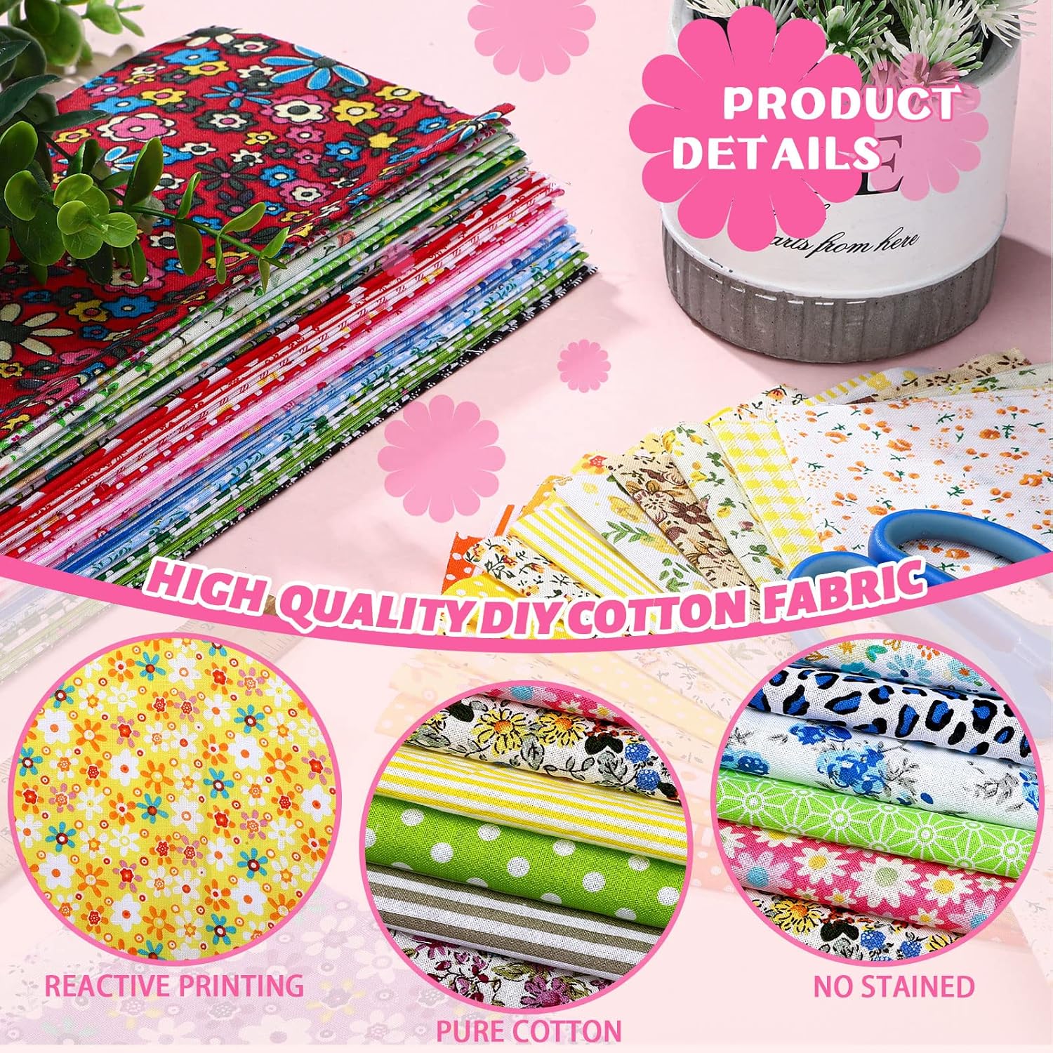 50PCS/100PCS 100% Cotton Fabri - Sewing Tweed のレビューと価格