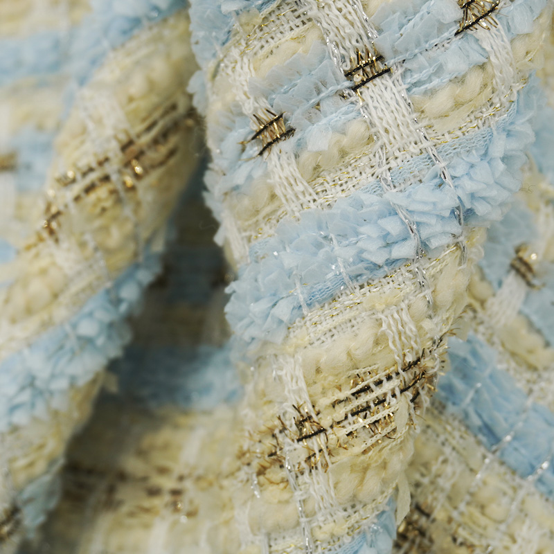 Blue Gold Interlace Plaid Twee - Sewing Tweed のレビューと価格