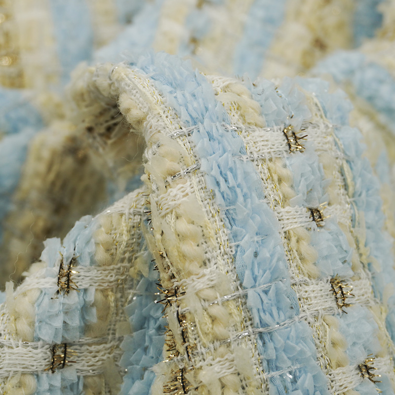 Blue Gold Interlace Plaid Twee - Sewing Tweed のレビューと価格