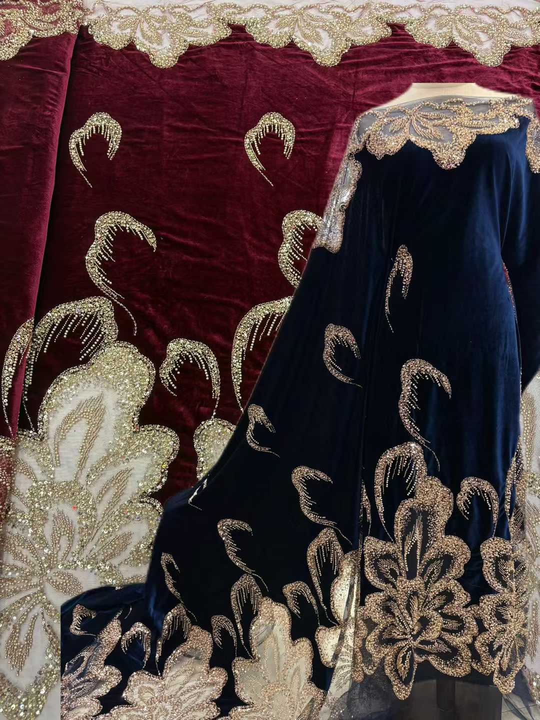 African Velvet Beaded Heavy La - Sewing Velvet Fabric のレビューと価格