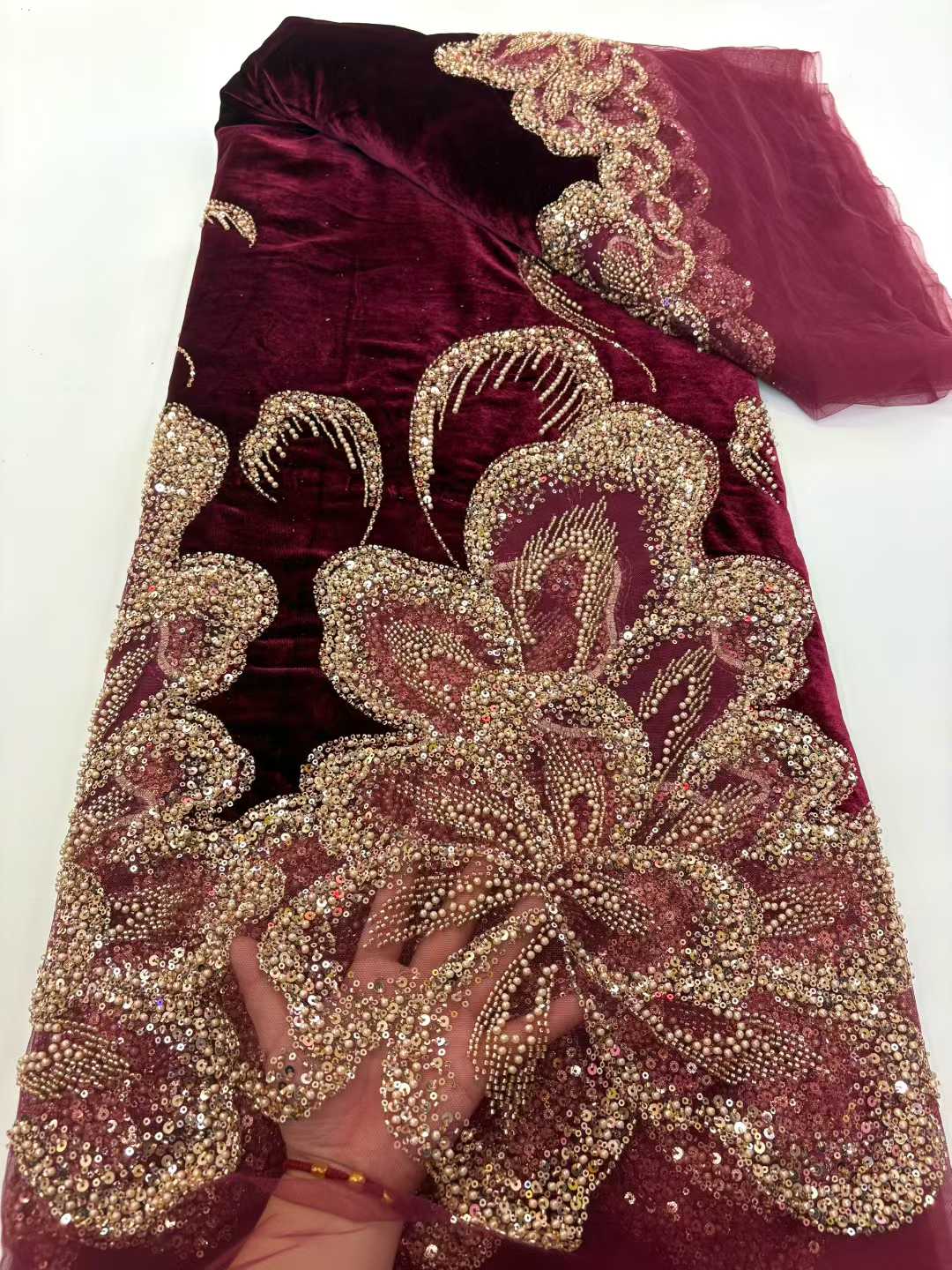 African Velvet Beaded Heavy La - Sewing Velvet Fabric のレビューと価格