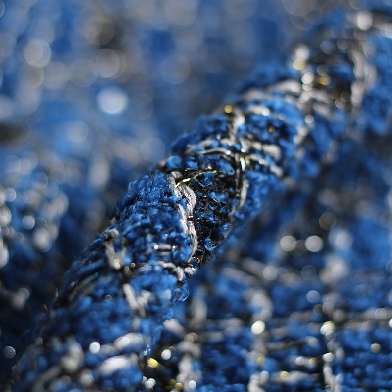 Blue Color Lattice Pattern Yar - Sewing Tweed のレビューと価格