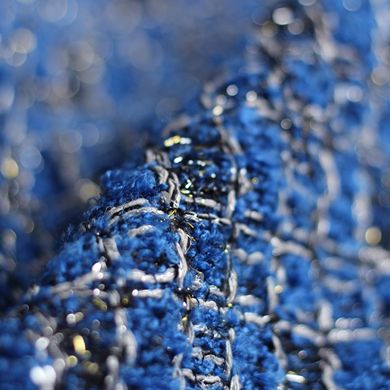 Blue Color Lattice Pattern Yar - Sewing Tweed のレビューと価格