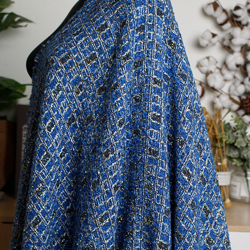 Blue Color Lattice Pattern Yar - Sewing Tweed のレビューと価格