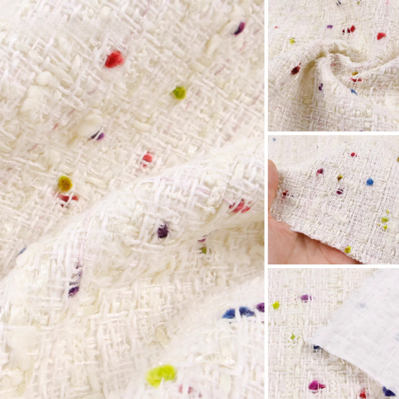 Creamy White 3D Grid Colorful  - Sewing Tweed のレビューと価格