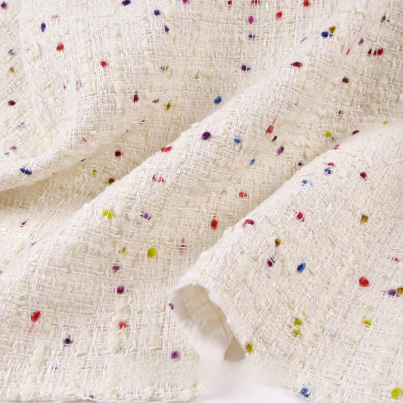Creamy White 3D Grid Colorful  - Sewing Tweed のレビューと価格