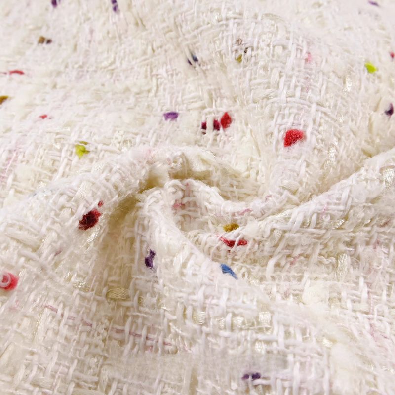 Creamy White 3D Grid Colorful  - Sewing Tweed のレビューと価格