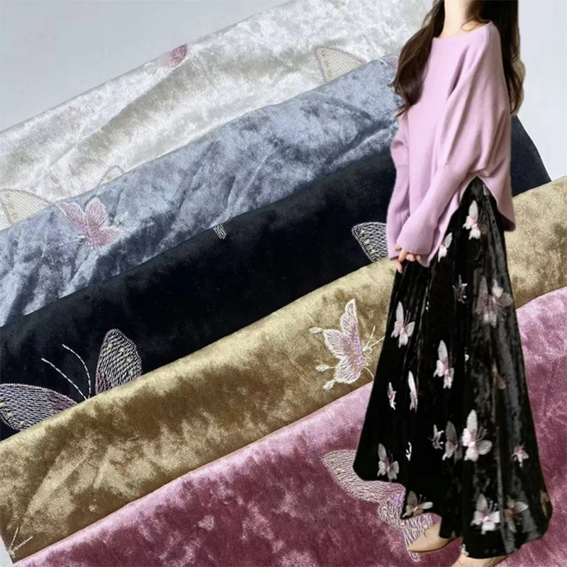 Velvet Colorful Butterfly Embr - Sewing Velvet Fabric のレビューと価格