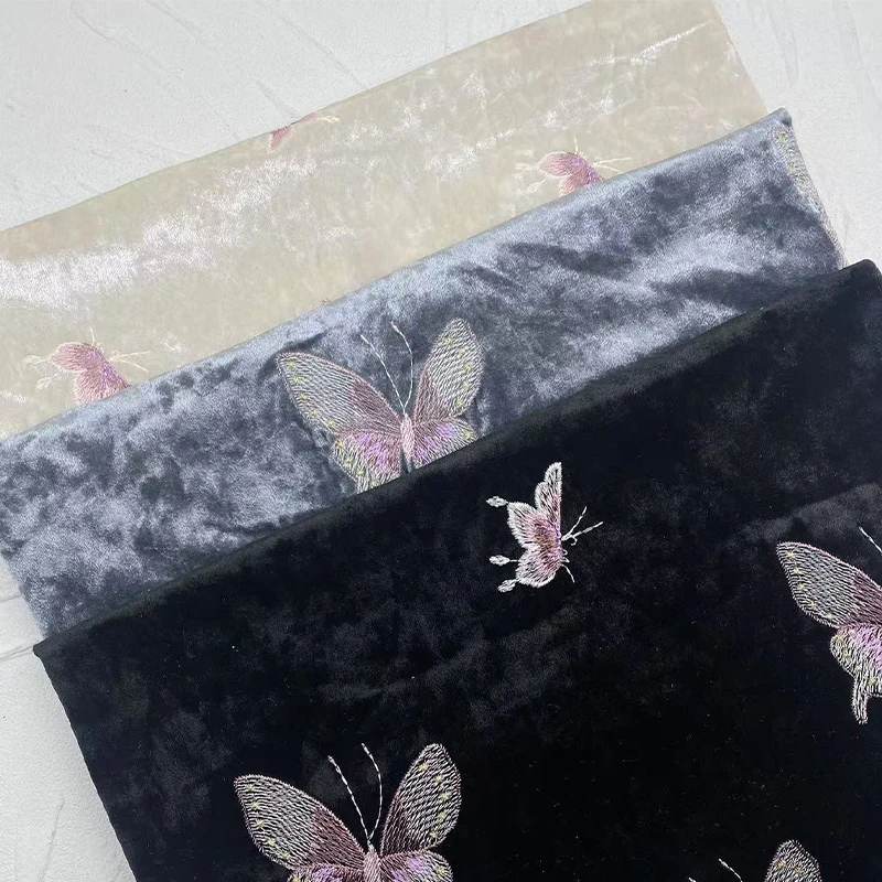 Velvet Colorful Butterfly Embr - Sewing Velvet Fabric のレビューと価格